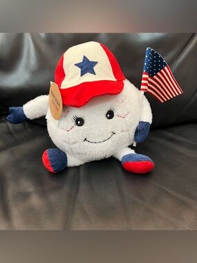 Stars & Stripes Baseball Plush Patriotic Decor Baseball Red White Blue
